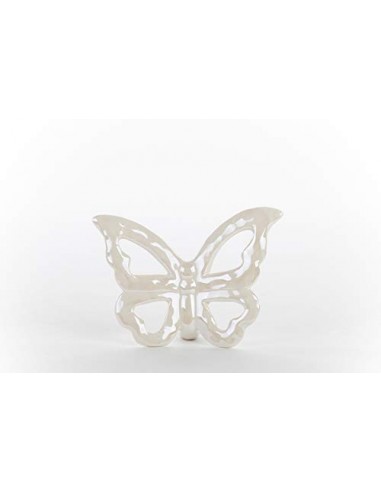 PuntoCasaStore Bomboniera Farfalla Porcellana Bianco Perlato 10,8x7,5 cm