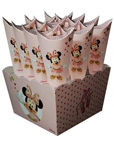 CARTOON WORLD 12 ASTUCCI Cono Porta Confetti Caramelle Piu Scatola Grande Disney Minnie Bal