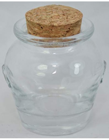 STOCK 144 PEZZI Barattolo bomboniera confettata in vetro tondo con sughero Anfora