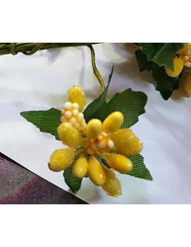 Confezione 72 pezzi-fiori, Bomboniera fiore ciuffo pistillo x segnaposto, composizione confetti. (ck1566) giallo
