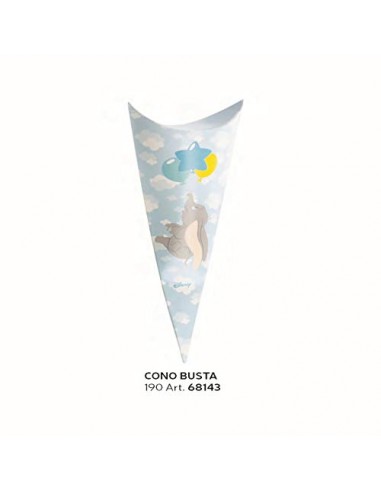 Formoso Bomboniera Scatola Cono Busta per Confetti Dumbo Disney Celeste h 19 cm Set 10 pz Art 68143