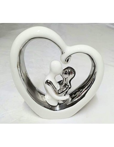 Bomboniera Coppia Bacio cuore Porcellana 13,5 X Altezza 15,5 cm Con Scatola Matrimonio Nozze