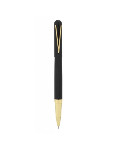 Penna roller nero finiture oro made in Italy