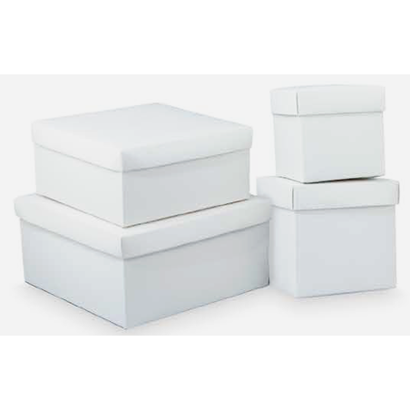 50 Pz Scatole bomboniere fondo coperchio 14x14x8 cm cartone bianco scatolina pieghevole portaconfetti fai da te