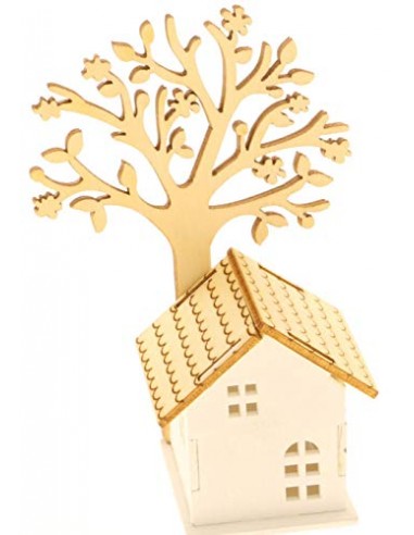 6 PEZZI Casa Casetta Legno portaconfetti con albero della vita