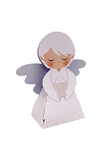 20 PEZZI Portaconfetti a forma di ANGELO CELESTE COMUNIONE bambino scatolina carta BOMBONIERA