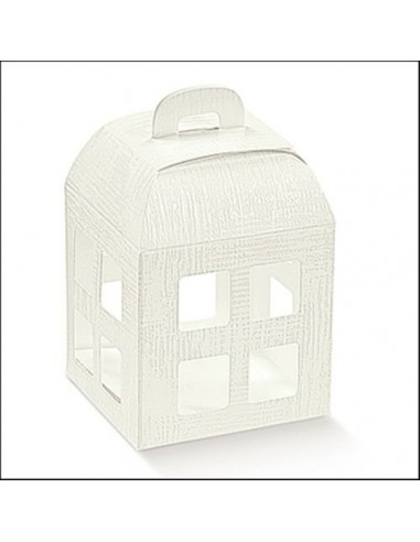 N.10 Pezzi scatola regalo tela bianco lanterna ideale confetti con/senza trasparente varie dimensioni (Compreso trasparente)