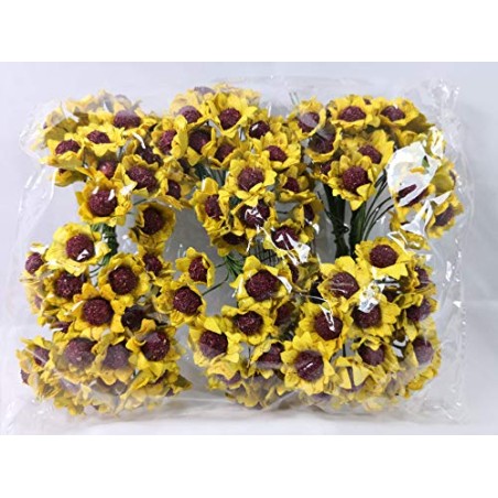 Confezione 144 pezzi-fiori, Bomboniera fiore mini girasole , x segnaposto, composizione confetti. (ck274)