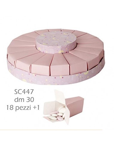 Bomboniera Decorazione Torta Rosa con 18 fette per Confetti Art SC447