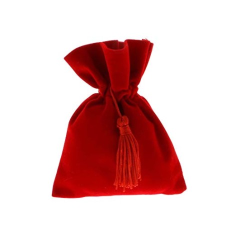12 PZ Sacchetto portaconfetti LAUREA 10x13 cm velluto rosso con nappina