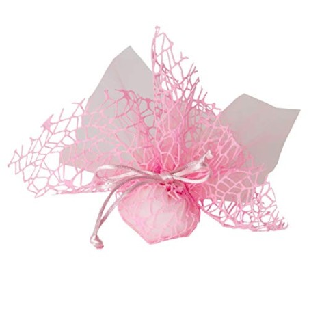 Confezione 30 pezzi Bomboniera sacchettino polycotton rete + velo organza + nastro autotirante, portaconfetti sacchetti a rete c