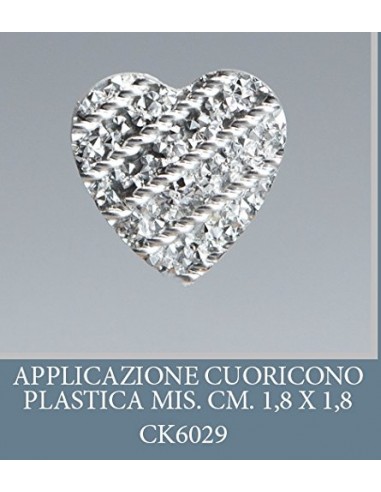 Confezione 50 pezzi, Bomboniera applicazione plastica CUORICINO, dimensione cm 1,8 per segnaposto, composizione confetti. (CK602