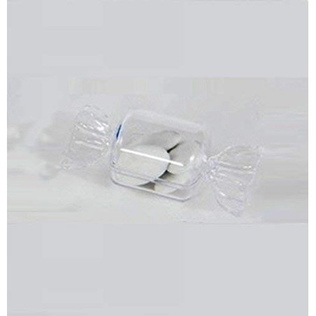STOCK 50 PEZZI Scatola in plexiglass per bomboniera confetti a forma di caramella